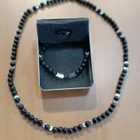 گردنبند و دستبند سنگ اونیکس