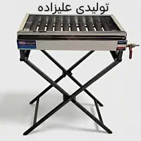 تولیدی کباب پز استیل چدن‌دار ضخیم+پایه تاشو کبابپز