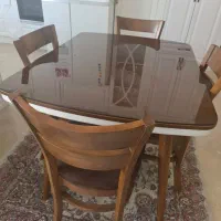 میزناهار خوری ۴ نفره چوب راش به همراه شیشه