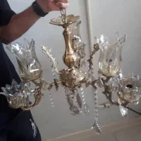 یک جفت لوستر۳شاخه ۶شعله برنز