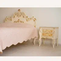 تخت خواب دو نفره سفید طلایی