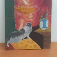تابلو تصویر گربه هنر نقاشی دست|تابلو، نقاشی، عکس|بوشهر, |دیوار