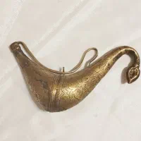 باروت دان برنجی قدیمی آنتیک و عتیقه و کلکسیونی