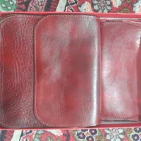 ست کیف چرم زرشکی،قهوه ای،کیف مهره ای