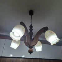 لوستر چوبی 4شاخه|لوستر و چراغ آویز|مشهد, یاس|دیوار