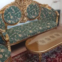 مبل استیل فرحی طلایی ۹ نفره معاوضه با گوشی دارم|مبلمان خانگی و میز عسلی|کرج, شهرک پردیسان|دیوار