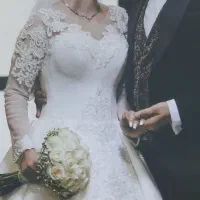 لباس عروس دانتل اروپایی مزون دوز سایز ۳۸ تا ۴۴