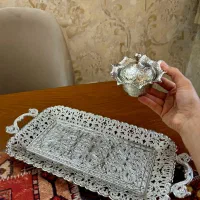سینی و قندان آلتین اسری ترکیه، رنگ ثابت، کاملا نو|ظروف سرو و پذیرایی|اصفهان, بهارستان|دیوار