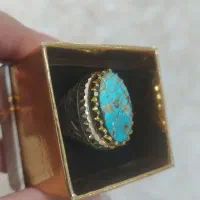 انگشتر نقره نگین فیروزه نیشابوری سنگ کلکسیونی|جواهرات|زرند, |دیوار