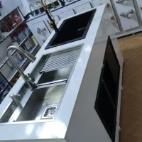 ســت گـاز رومیـزی استــیل شـیشـه سیـنکــ استیـلهود