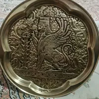۲عدد بشقاب قلم زنی برنجی 30سانتی سیاه قلم