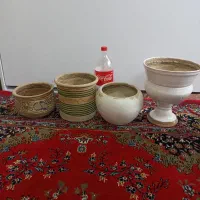 گلدان سفالی و پلاستیکی