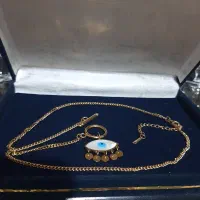 گردنبند چشم و نظر کارتیه استیل رنگ ثابت