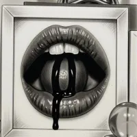 طراحی سیاه قلم با عنوان لب به همراه قاب