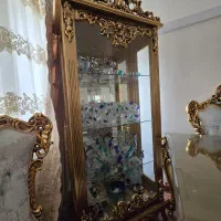 دکور منبت طلایی چهار طبقه از جنس چوب روکش طلایی|بوفه، ویترین، کنسول|تهران, اکباتان|دیوار