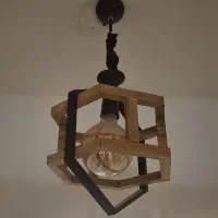 چراغ آویز چوبی با لامپ ادیسونی