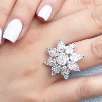 انگشتر جواهر تمام نقره مدل گل ستاره ای|بدلیجات|تبریز, |دیوار