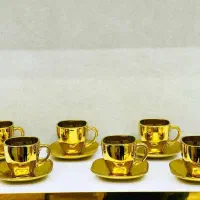 فنجان طلایی پارچ میوه و شیرینی خوری