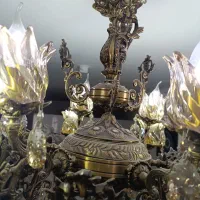 لوستر شش شاخه دوازده لاله برنجی سنگین|لوستر و چراغ آویز|تهران, جهاد|دیوار