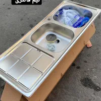 سینک دوقلو‌ استیل فانتزی نیمه فانتزی ورق ضخیم|مصالح و تجهیزات ساختمان|قم, امامزاده ابراهیم|دیوار