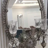 آینه کنسول و شمعدان و ساعت برنز