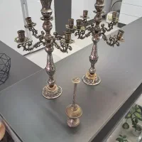 شمعدانی برنز گلاب پاش نقره ای