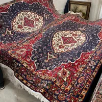 جفت ۶متری دستبافت تبریز  زمینه سرمه ای نقشه کمیاب