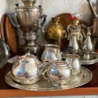 نقره چای خوری و قهوه خوری شیر جوش و قندان