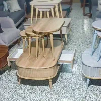 میزجلومبلی بیضی دوکشووکیوم،جلومبلی بغل گردست کامل|مبلمان خانگی و میز عسلی|خمینیشهر, |دیوار