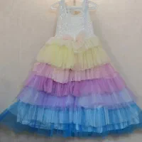 لباس پرنسسی هفت طبقه رنگین کمانی