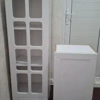 فروش دو عدد ویترین و یک کابینت MDF سفید نو