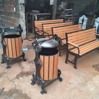 نیمکت و سطل زباله پارکی و ویلایی فولادی و چوبی|صندلی و نیمکت|تهران, فردوس|دیوار