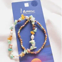 دستبند کشی دو تایی سنگی چند رنگ