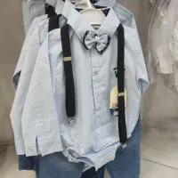 ست ۴تیکه کامل پیراهن زیر دکمه  و شلوارلی پسرانه