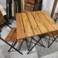 تولیدی میز و صندلی تاشو رنگ کوره ای چوب روس مدل01|میز و صندلی غذاخوری|اصفهان, مفتح|دیوار