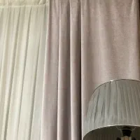 پرده با دو دستک مخمل طوسی|پرده، رانر، رومیزی|گناباد, |دیوار