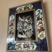 ست فاخر صنایع دستی نفیس (ساعت، تابلو و گلدان)