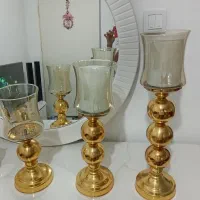 سه عدد شمعدان طلایی
