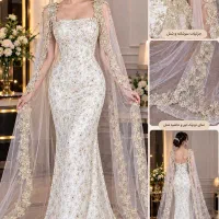 لباس خاص مجلسی با شنل توری کار شده فوق العاده شیک