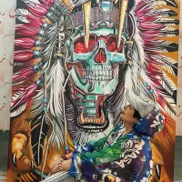 تابلو اسکلت اجرا شده رو بوم نقاشی