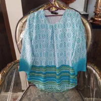 شومیز سبز ابی طرح دار سالم و نونو