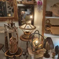 آباژور رومیزی چوب و فلز