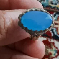انگشتر نقره نگین عقیق ابی