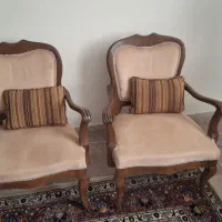 ست مبل چوبی خارجی ۸ نفره ومبل راحتی ۳ نفره وآباژور