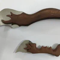 چاقو کپوری جفتی دستساز قدیمی تیز و چاقو کمونی کوچک