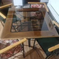 میز نهارخوری چوب و فلز