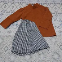 بلوز دامن عروسکی پشم پاییزه رنگ شکلاتی ترند|کفش و لباس بچه|میاندوآب, |دیوار