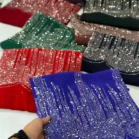 حریر مجلسی طرح آتشی کارشده با نگین رزین اصل|لباس|کامیاران, |دیوار