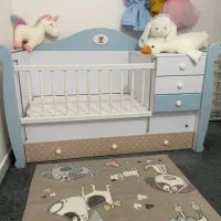 تخت و کمد کودک تم آبی سفیدخرس|تخت و سرویس خواب|قشم, |دیوار