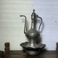 آفتابه لگن مسی قدیمی قلم کاری کامل